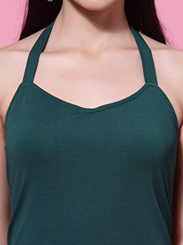 Image of OOMPH! Women Mini /Short Bodycon Dress in Lycra Blend Fabric with Halter Neck and No Sleeves