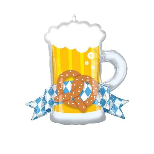 Amscan - Super Shape Ballon en plastique Fête de la bière, 66 x 63 cm, chope de bière avec bretzel, ballon hélium, Blanc