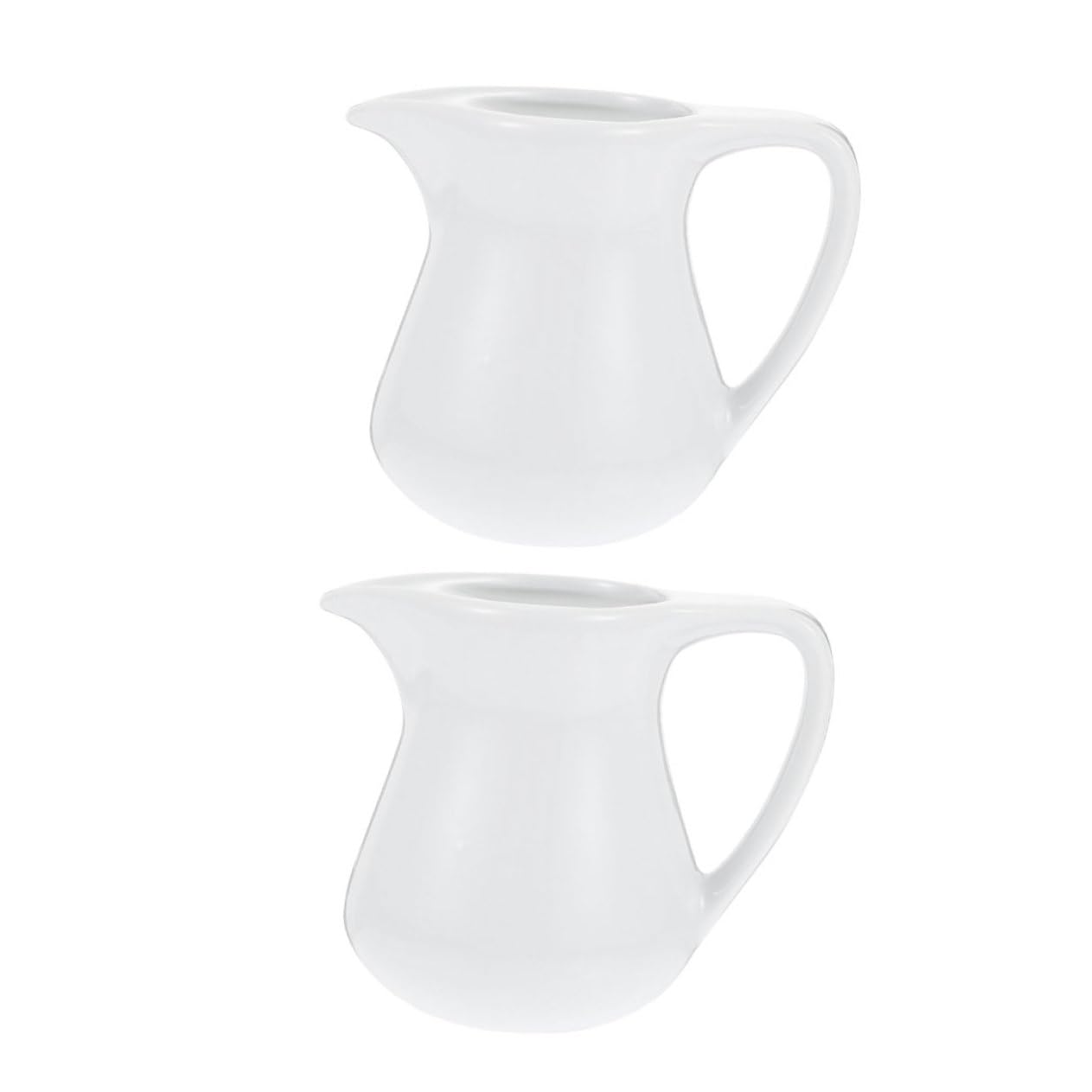 Cabilock Set of 2 Latte Art Cups Ceramic Creamer Pitcher for Latte Tea Service Hot Maple Syrup Western Restaurant Random Style