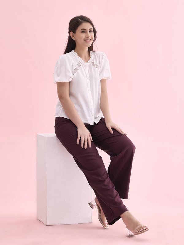 Image of GO COLORS Solid Linen Cargo Pants for Women | Full Length, Mid Rise, Side Pockets