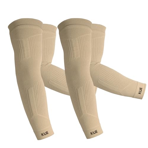 Image of KUE Compression Arm Sleeves for Men & Women | Sports Arm Sleeves for Running, Cricket & Cycling | UV Protection Cooling Sleeves | Arm Compression Sleeve for Joint Pain Relief