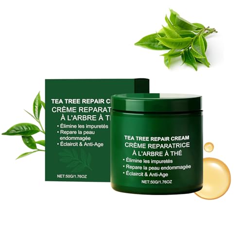 Image of Tea Tree Healing Cream - Professional Tea Tree Oil Skin Repair Cream, Organic Tea Tree Oil Cream, Natural Skin Care Against Impurities, Soothing and Moisturising Cream for All Skin Types (1 Piece)