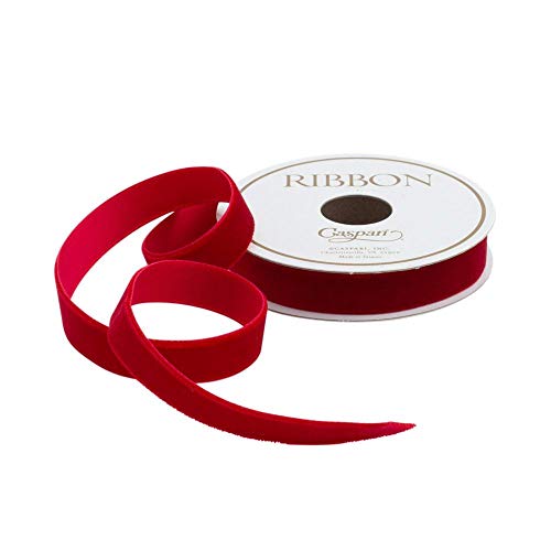 Caspari Red Velvet .5 Inch Thin Unwired Ribbon - 12 Foot Spool