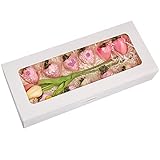 RIFMEAE 24-Pack 14' x 6' x 2.5' Cookie Boxes, Bakery Boxes with Window, Strawberry Boxes, Auto-Popup Treat Boxes for Strawberries, Cookies