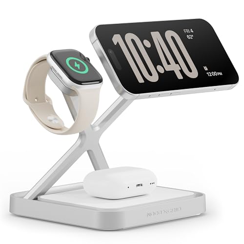 NOCO XGrid XDS3: 3-in-1 Wireless Charging Stand – Charging Station for iPhone, Apple Watch, and AirPods – MagSafe Compatible, Qi2 Certified – Includes 45W USB-C Wall Charger and 6.5-Foot USB-C Cable by NOCO - Used condition - US$96.54