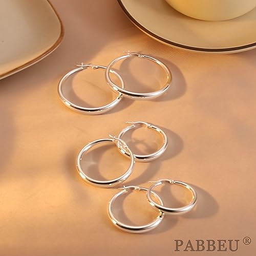 Pabbeu S925 Sterling Silver Hoop Earrings Large Silver Hoop Earrings thumb #4