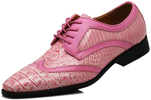 Image of ODN Men's Alligator Crocodile Print Oxfords Fashion Lace Up Dress Shoes