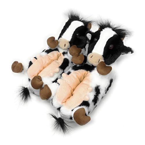 Image of Women's Animal Plush Slippers, Cute Cozy Fuzzy House Shoes Non-Slip Sole