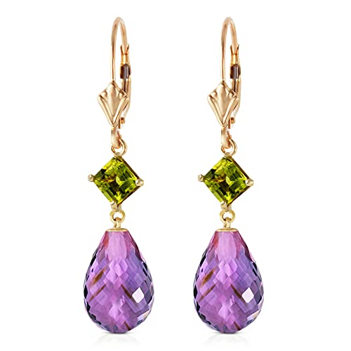 Galaxy Gold GG 14K Yellow Gold Dangle Earrings with Amethysts and Peridots3