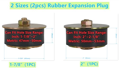 Dsnaduo 2 Sizes (2Pcs) Rubber Expansion Plug, Fit Hole Size: 1-7/8"~2-1/8” (47Mm~53Mm) Automotive Rubber Freeze Plug #TOP1
