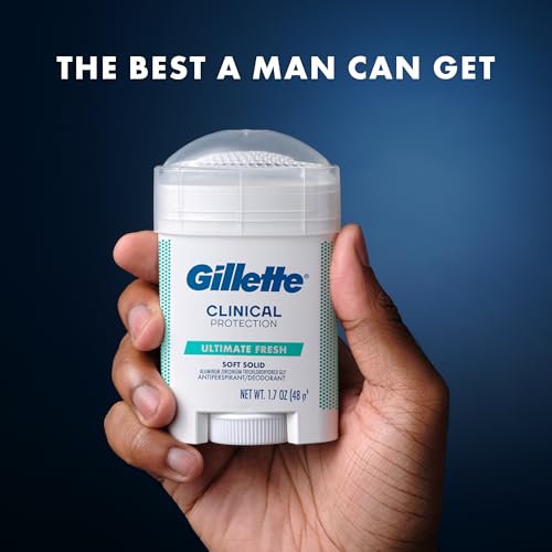 Gillette Clinical Antiperspirant and Deodorant for Men, 100HR Sweat & Odor Protection, Long Lasting Freshness, Anti-White Mark Technology, Soft Solid, Ultimate Fresh Scent, 1.7 oz - image 9