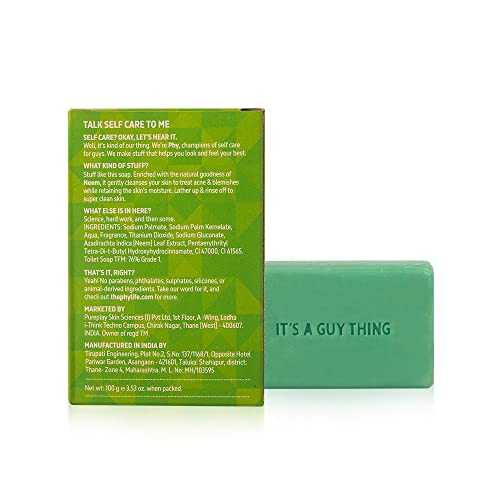 Image of Phy Natural Cleansing Neem Soap | Cleanses skin without drying | Purifies skin | Rich lather | Premium soap for men | 100% Vegan