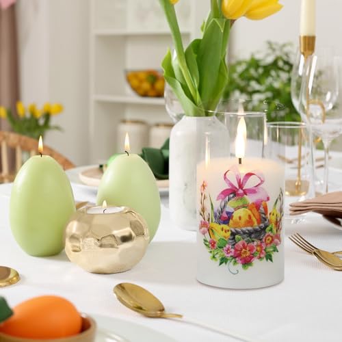 Eywamage EY-US-MA005-S3-EASTER-FLOWERS Glass Flameless Pillar Candles thumb #7