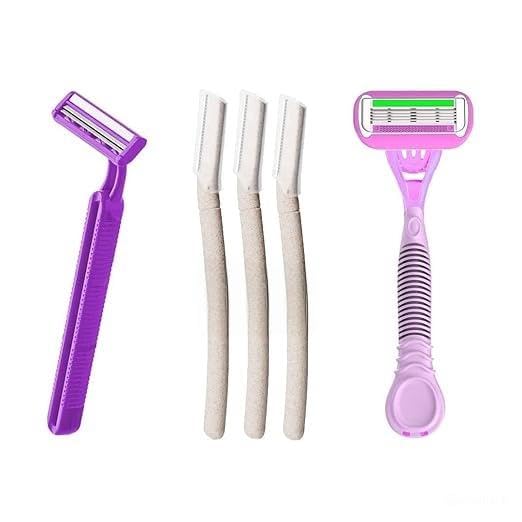 Razor Combo with Face Razor, Reusable Body Razor & Disposable Razor - (Pack of 3) | Painless Facial Hair Removal | Eyebrow Shaper | For Eyebrows, Upper Lip, Forehead, Peach Fuzz, Chin and Sideburns