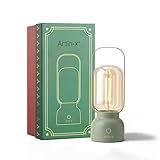 Artin-X Retro Cordless Lantern Table Lamp, 40 Hours Long Lasting Dimming Night Light, Small Rechargeable Battery Operated Light for Nightstand, Decoration, Gift- Green