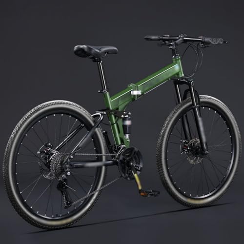 Bicicleta De Montaña Plegable De 24 Y 26 Pulgadas, 21 Velocidades, Frenos De Disco Dobles, Ruedas De Radios Y Suspensión Doble para Hombres Y Mujeres Adultos D,26inch