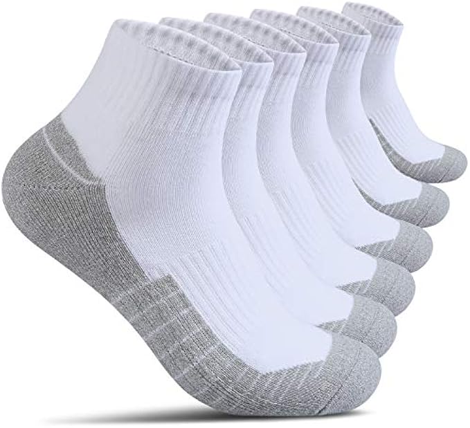 AMAZ-PLAY Cotton Socks for Men Low Cut, Max Cushion Thick Athletic Ankle Mens Sock for Hiking Running Sport Work 6 Pack