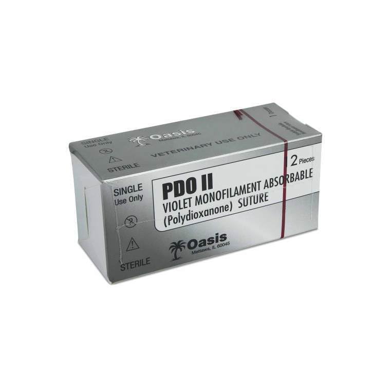 Oasis Vet PDO (Polydioxanone) Surgical Suture, 2-0, (CP-1) 1/2 36/37mm Reverse Cutting Needle, 75cm, 12/Box, Veterinary Use