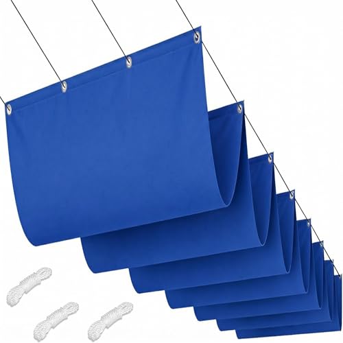Voile d'ombrage étanche et rétractable bleu anti-vent - 2