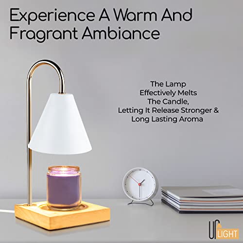 Uplight Candle Warmer Lamp For Jar Candles- Dimmable Candle Lamp, Stylish Electric Candle Warmer Lantern, Long-Lasting Candle Warmer Lamp With Timer- White #TOP2