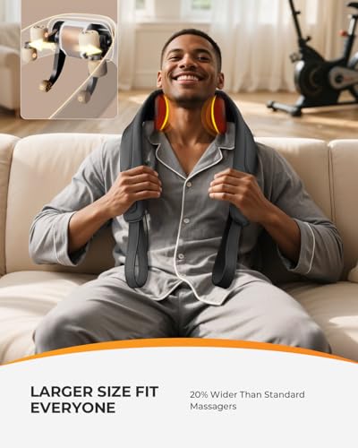 Image of CooCoCo HSA Eligible Cordless Neck Massager with Heat, Larger Heating Area | FSA Wearable, 3 Intensities, Hands-Free, 6D Shiatsu Shoulder and Back Massager for Office Travel,Gifts for Women Men