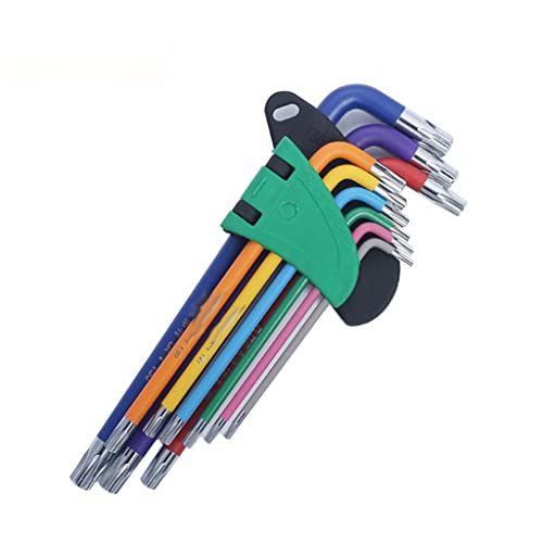 Juego de llaves hexagonales Torx de doble extremo estrella en forma de L Destornillador de cabeza de bola Allen 9 piezas herramientas manuales de reparación de llaves universales (Color: llave