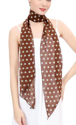 Long Skinny Scarf for Women Polka Dot Neck Scarf Chiffon Headwrap Fashion Handbag Scarves Ladies Elegant Shawl Accessories