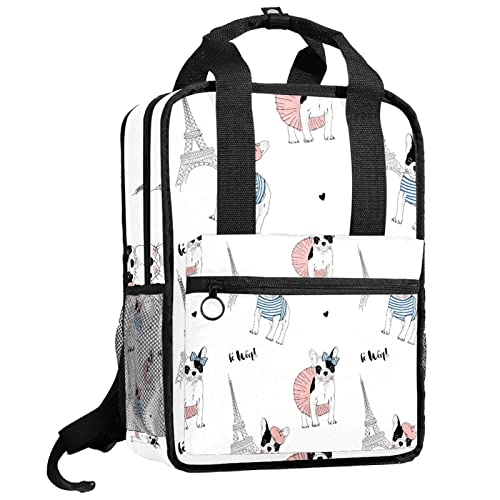 Sac à dos garçon bouledogue français Paris avec bretelles réglables