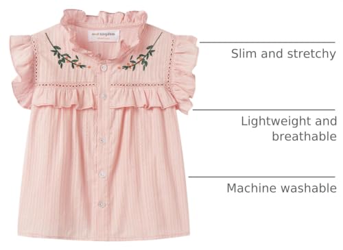 Image of Mud Kingdom Little Girls Peter Pan Collar Blouse Cotton Short Sleeve Button Up