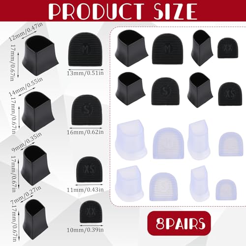 Image of 8 Pairs Heel Caps for High Heels Noise Reducing High Heel Protectors Non-Slip Heel Covers for Walking on Grass and Uneven Road (4 Sizes,Black,Transparent)