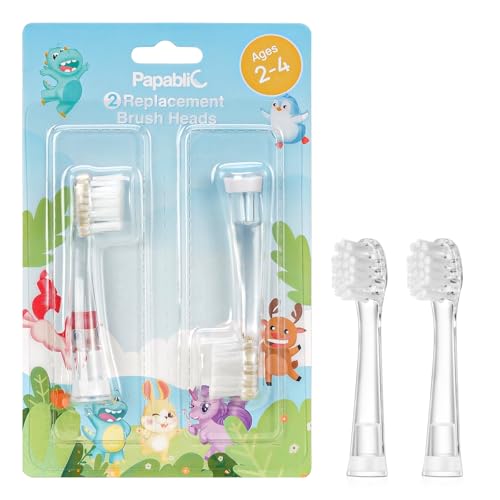 Papablic Replacement Toothbrush Heads Compatible with Papablic BabyHandy & Toddler Electric Toothbrushes (Aged 2-4) 2 Pack