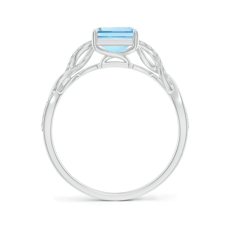 1CT Aquamarine Ring 925 Sterling Silver Emerald Cut 8 * 6MM Sky Blue Aquamarine and White Moissanite Aquamarine Engagement Rings Aquamarine Gifts for Women3