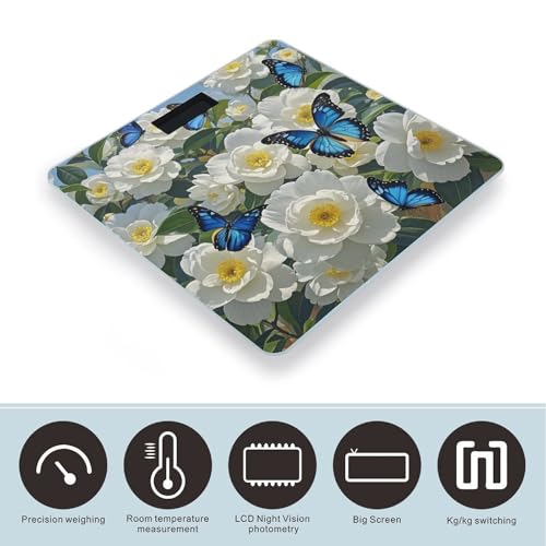 Báscula digital de baño con pantalla LED y plataforma de vidrio templado miniatura 3
