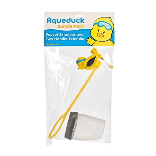 Image of Aqueduck Faucet Handle Extender Set. Connects to Sink Handle and Faucet to Make Washing Hands Fun and Teaches Your Baby or Child Good Habits and Promote Independence to Them.