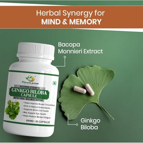 Fitness Prime Ginkgo Biloba 800 mg, 60 Veg Capsules — Ginkgo Biloba Supplements - image 2