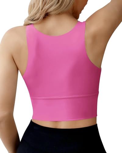 Image of Ama Larsi High Neck Longline Sports Bra for Women | Padded, Medium Impact, Wirefree, Workout Crop Tank Tops, Yoga Gym