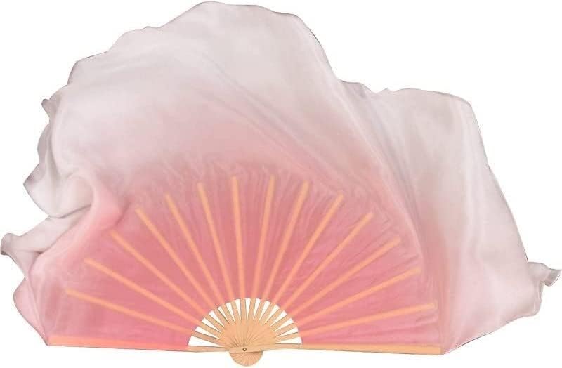 Gradient Silk Dance Fan Classical Dance Belly Dance Festival Stage Performance Props 76cm Long (Color : RedLeft) (Color : Redleft)(Pinkright)
