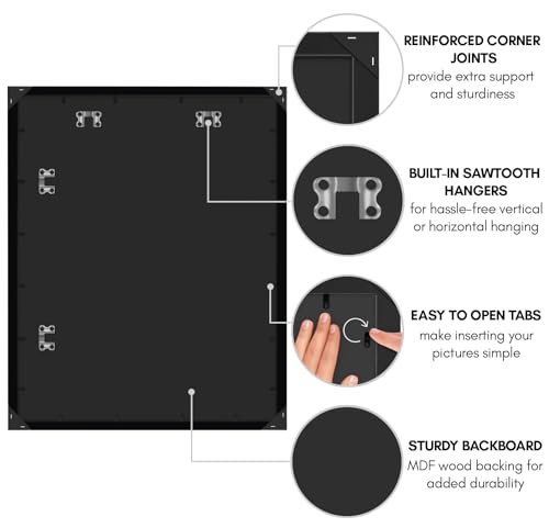 Americanflat 24x30 Picture Frame with Polished Plexiglass - Black Picture Frame - Wide Photo Frames Made of Engineered Wood for Vertical or Horizontal Wall Display - Epic Collection - Black