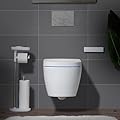 WOODBRIDGE Smart Wall-Hung Toilet with Dual-flush, Bidet Wash Function, Heated Seat & Dryer, Concealed Tank system and White Marble Stone Slim Flush Plates, LT611+ SWHT611+FP611-WH