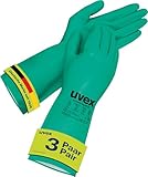 Uvex profastrong NF34, 3 Paar - Chemikalienschutzhandschuh gegen Öle, Fette, Säuren & Lösungsmittel - abriebfest, resistent & feinfühlig - grün - Größe 10/XL