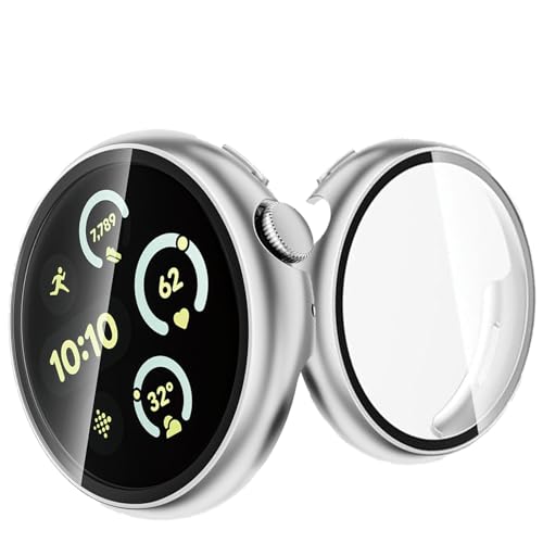 UIUIKA For Google Pixel Watch 3 45mm ��p�J�o�[ Google Pixel Watch 3 45mm �ی�P�[�X �Z�b�g �����K���X�t�B����+���ϏՌ�PC�t���[�� �����E�Ռ��E�X�N���b�`�h�~ ���˒ጸ �w��h�~ �y�ʃX��