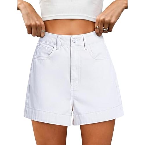 Eddoyee Jeans Shorts for Women Stretchy Bermuda High Waisted Distressed Ripped Roll Up Denim Shorts with Pockets
