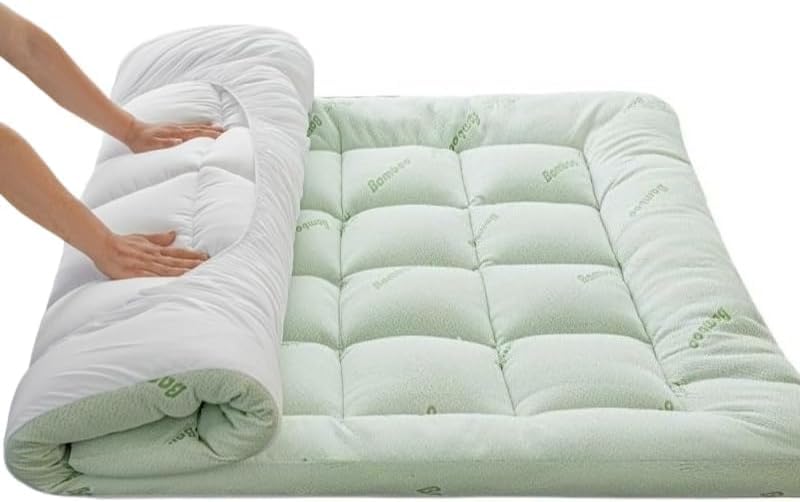 Miniatura 6 de Cubrecolchón ultra suave tamaño Queen Viscosa de alta calidad hecha de bambú, acolchado extra grueso, funda de colchón superior con funda de