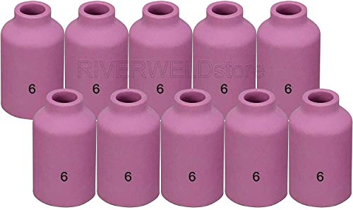 Image of RIVERWELD TIG Gas Lens Alumina Nozzle Ceramic Cups 54N16 6# 3 /8 inch 9.5mm for DB PTA SR WP 17 18 26 TIG Welding Torch Pack of 10