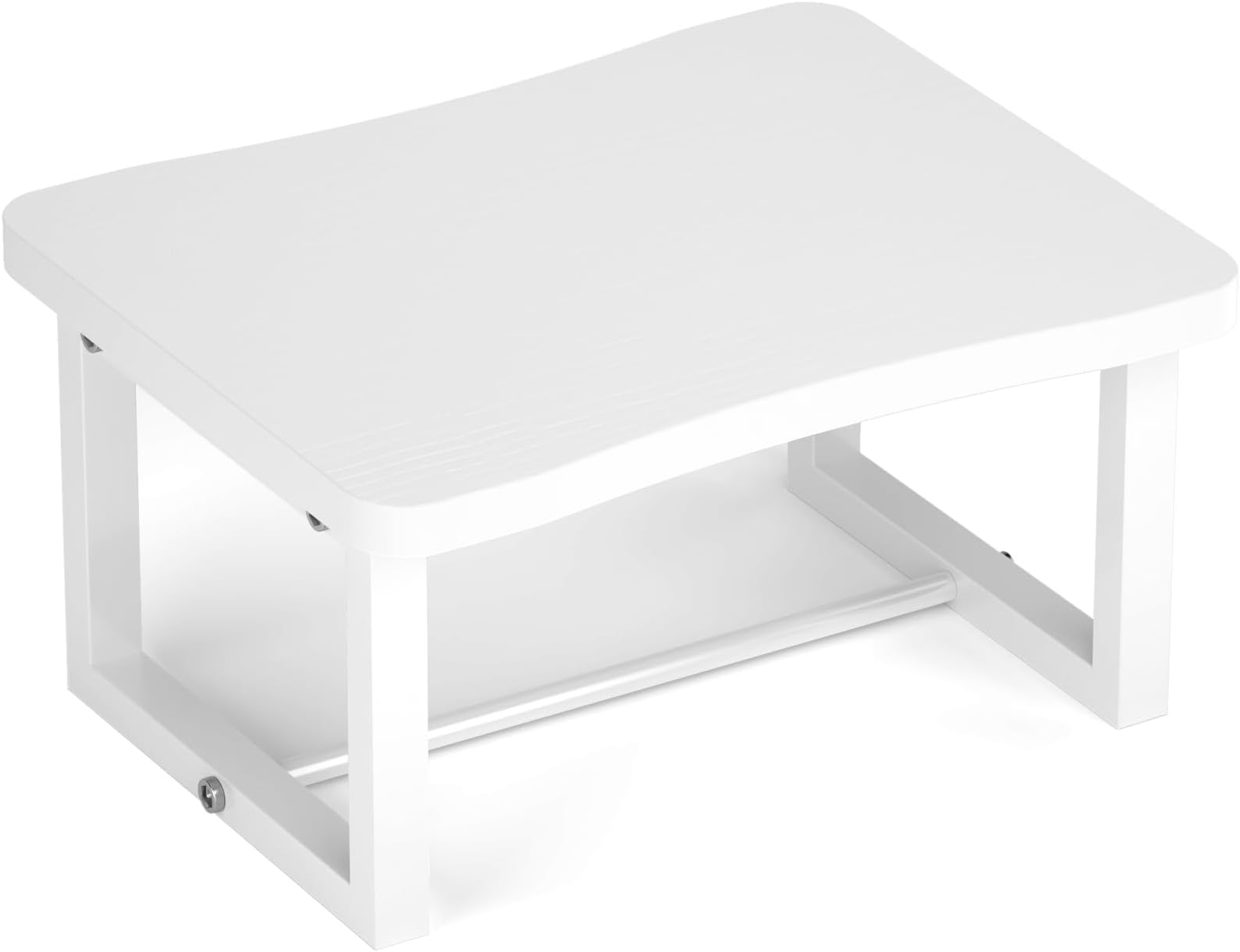 Wooden Step Stool with 500 Pounds, Wide Bed Step Stool for Adults，Wood White Step Stool&Stable Solid Metal Frame for Kitchen, Bedroom, Living Room, Bathroom