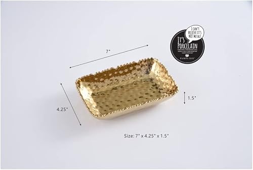 Miniatura 3 de Pampa Bay CER-2732-G Plato rectangular en Golden Millennium, 7 pulgadas de largo, porcelana