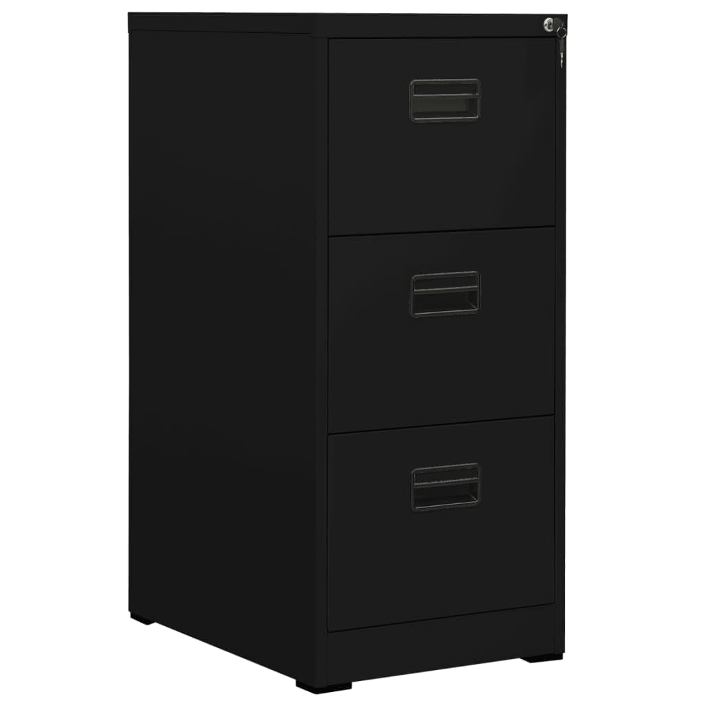 Aioneer Black Steel File Cabinet 2 Drawers Anthracite Office Cabinet For A4 And Legal File Organization-46 X 62 X 102.5 Cm