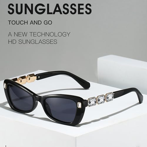 bullabulling Y2K Square Sunglasses for Women Vintage Butterfly Sparkling Crystal Trendy Retro Sunglasses4