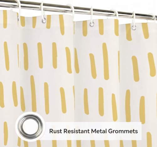 Rideau de douche 180x180 cm jaune et blanc Y1#462 en polyester lavable - 5