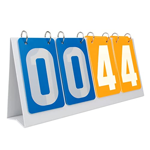 GOGO 4-Digital PVC Score Keeper Tabletop Scoreboard Portable for Match (Blue VS Yellow Card)